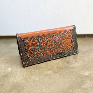 8156100 Roper Rodeo Wallet Tooled Dark Brown Leather