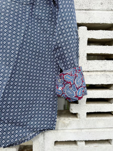 3-01-225-4011 Roper Mens Amarillo Collection L/S Shirt Print Blue