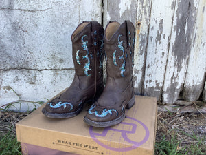09-018-1903-2927 Roper Little Kids Glitter Gypsy Brown/Blue Glitter Boots