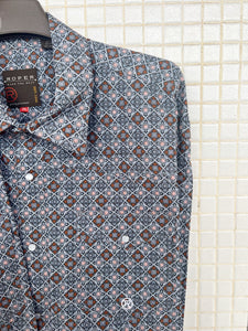 3-01-225-2019 Roper Mens Amarillo Collection LS Shirt Print Grey