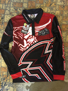 B0S1568014 Bullzye Men's Charging Bulls Long Sleeve Fishing Shirt Red