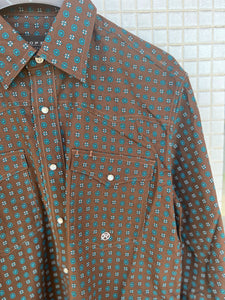 3-01-225-0173 Roper Mens Aramillo Collection LS Shirt Print Brown
