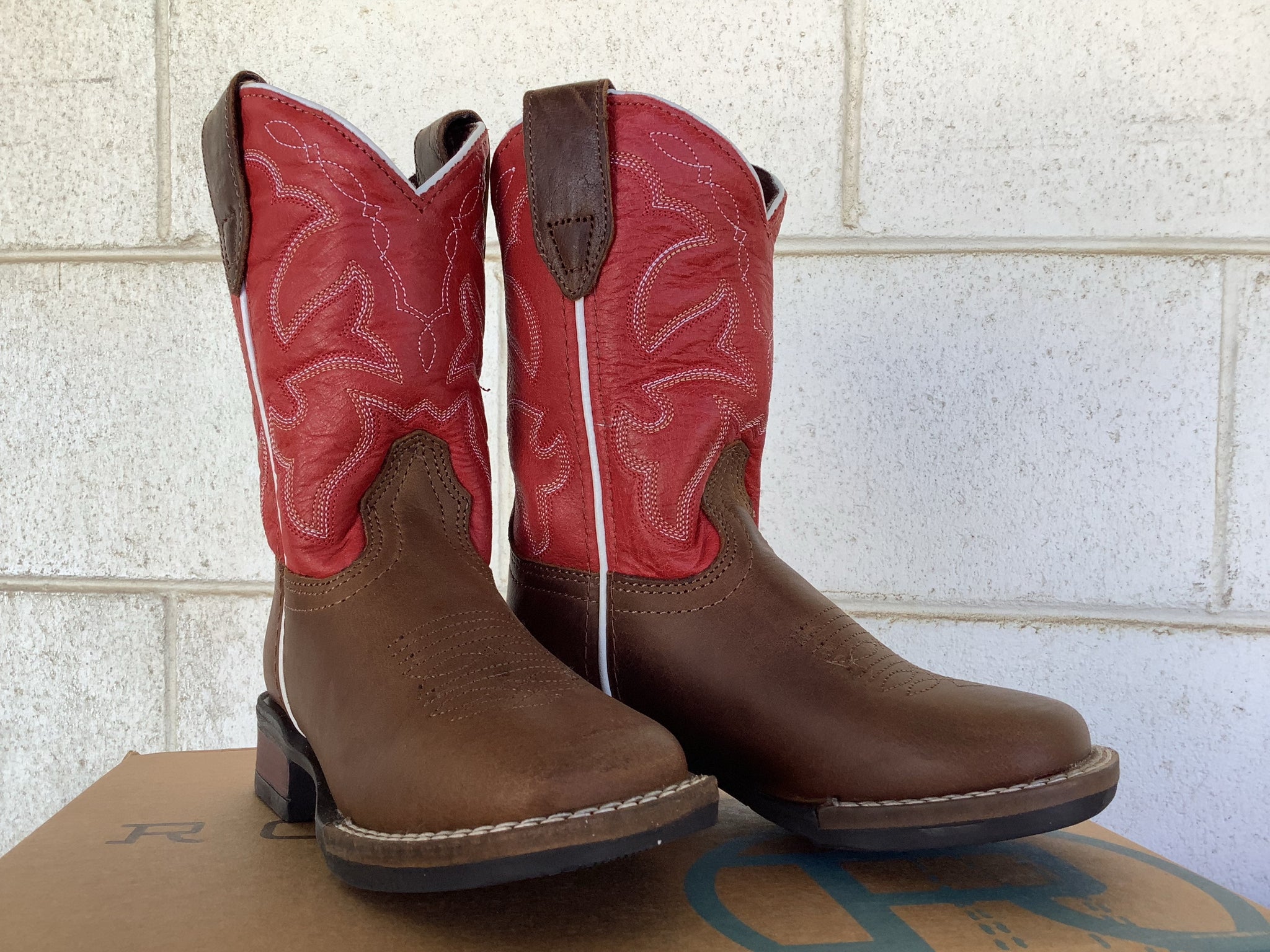 09-018-0911-2940 Roper Little Kids Monterey Tan/Red Leather Boots