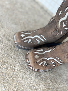 09-018-0912-2769 Roper Little Kids Shiloh Brown/Silver Leather Boots