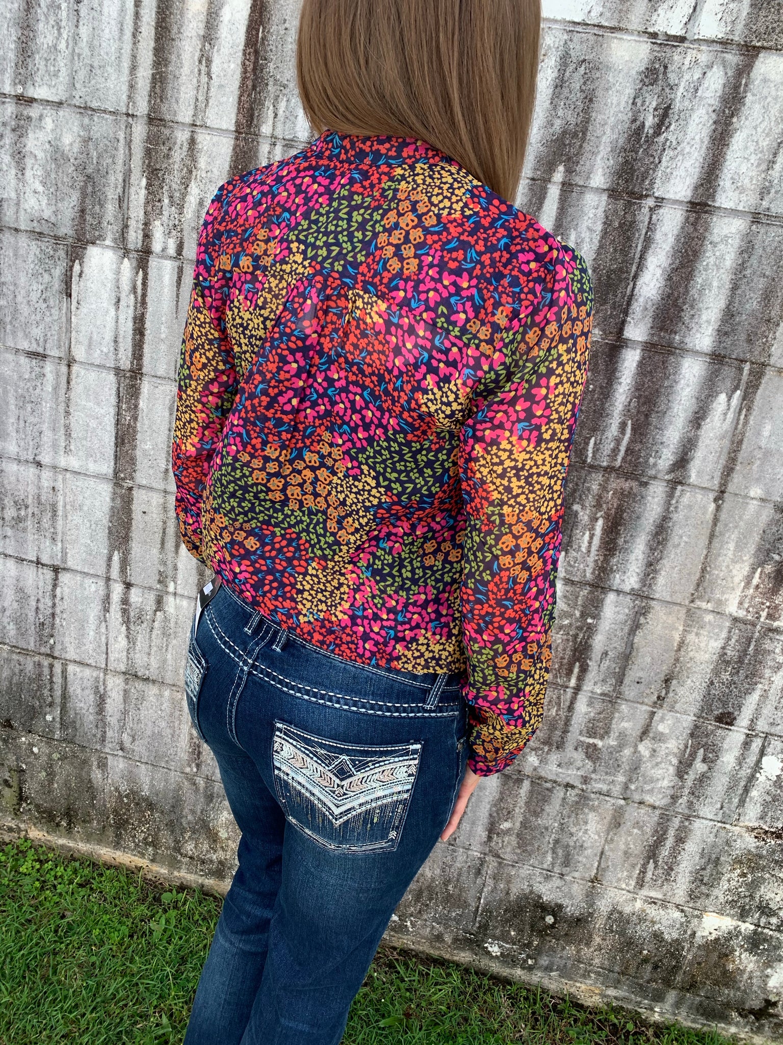 Ladies Roper Studio West Collection Long Sleeve Blouse Multi
