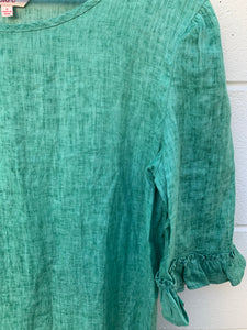 S2146467 Corfu Over Dyed Linen Shirt Green