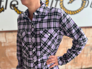 50502239 Just Country Ladies Flannelette Workshirt Orchid/Black