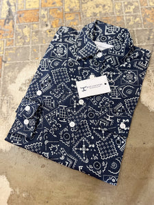 WWLS2252 Just Country Ladies Georgie Half Button Print Workshirt Navy Bandana