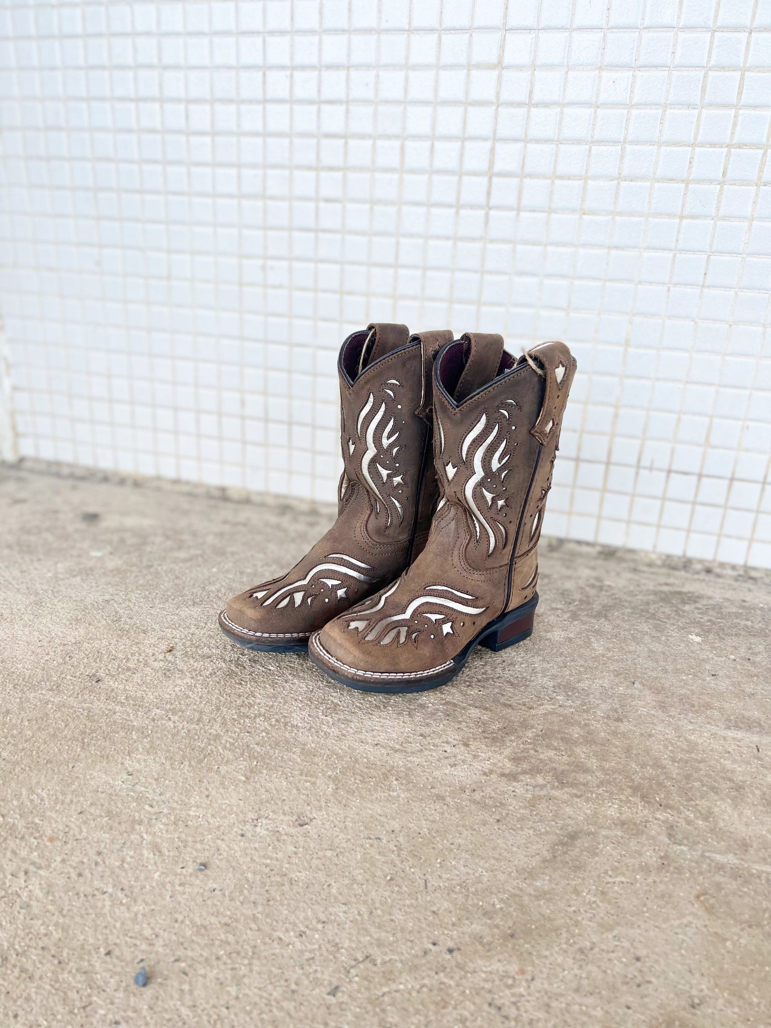 09-018-0912-2769 Roper Little Kids Shiloh Brown/Silver Leather Boots