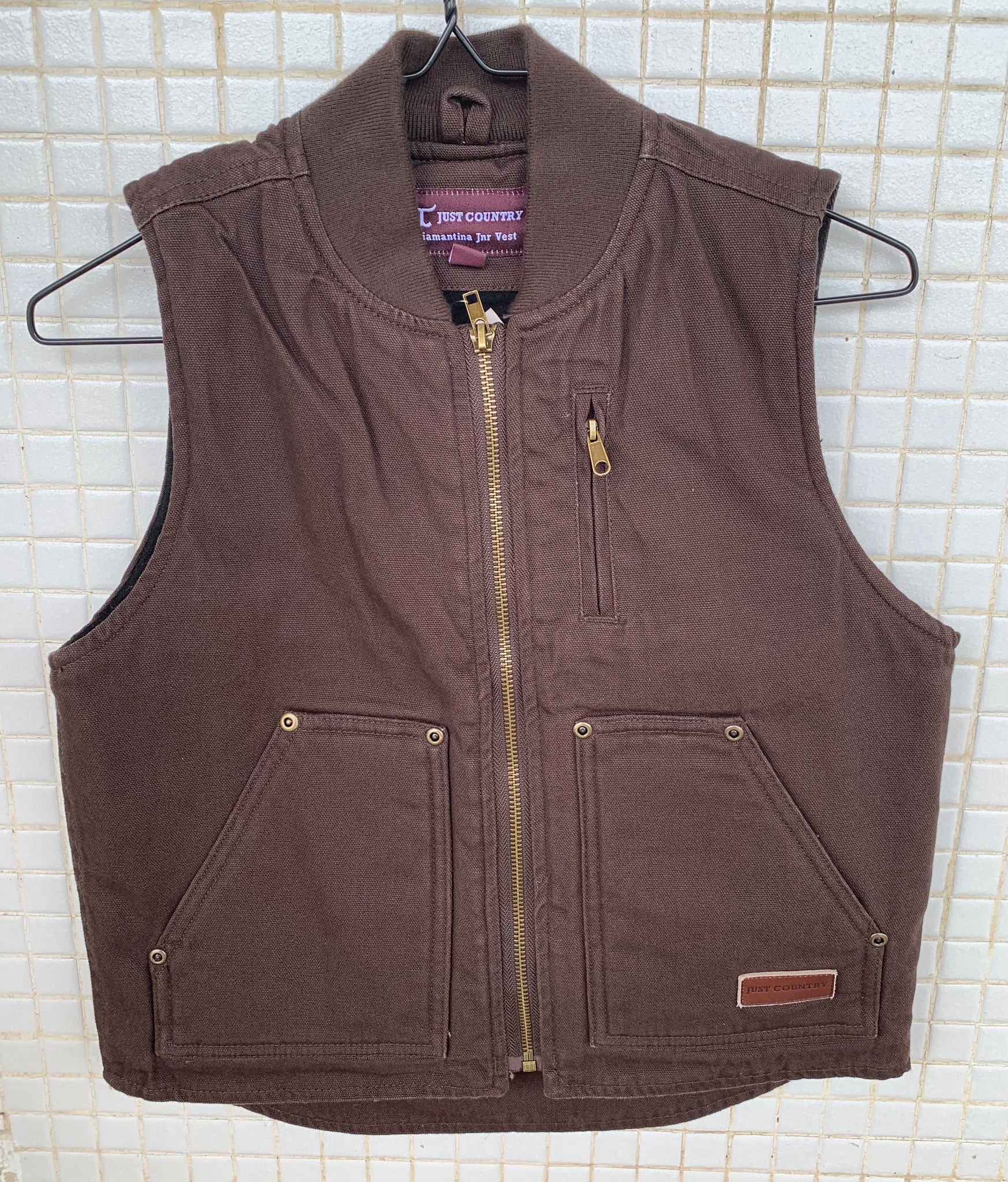 BWOV2103 Just Country Junior Diamantina Vest Chocolate