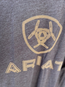 10045288 Ariat Mens Shield Stitch S/S Tee Brown Heather