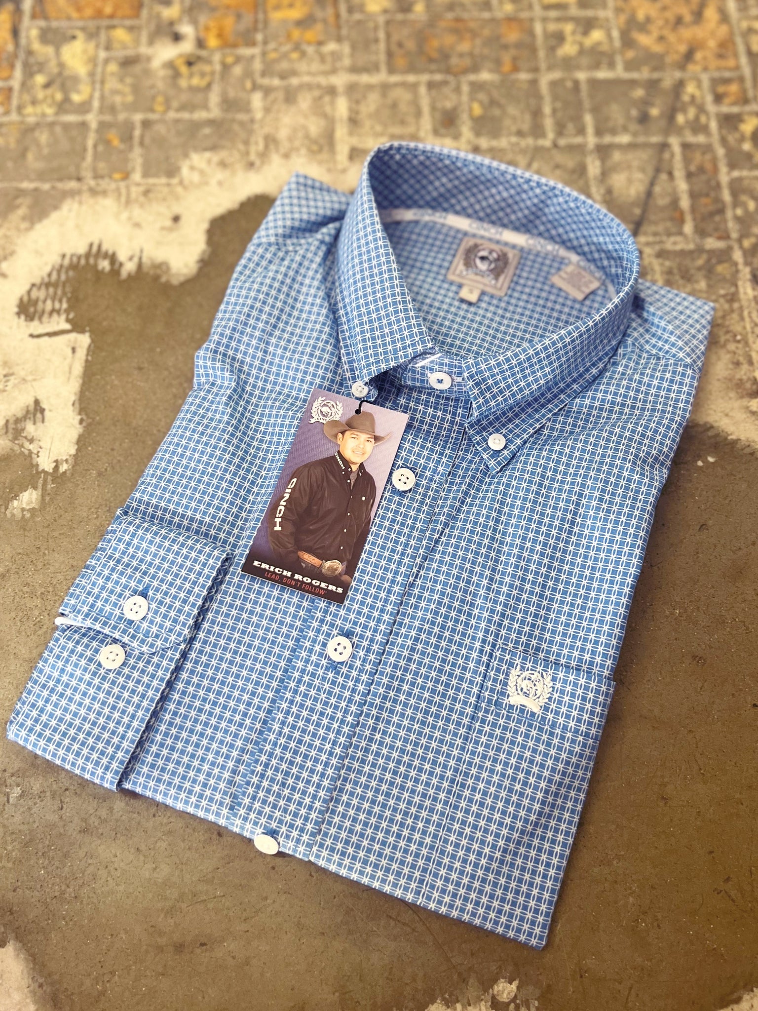 MTW1105513 Cinch Mens LS Shirt Light Blue