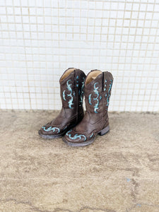 09-018-1903-2927 Roper Little Kids Glitter Gypsy Brown/Blue Glitter Boots