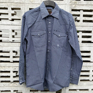 3-01-225-4011 Roper Mens Amarillo Collection L/S Shirt Print Blue