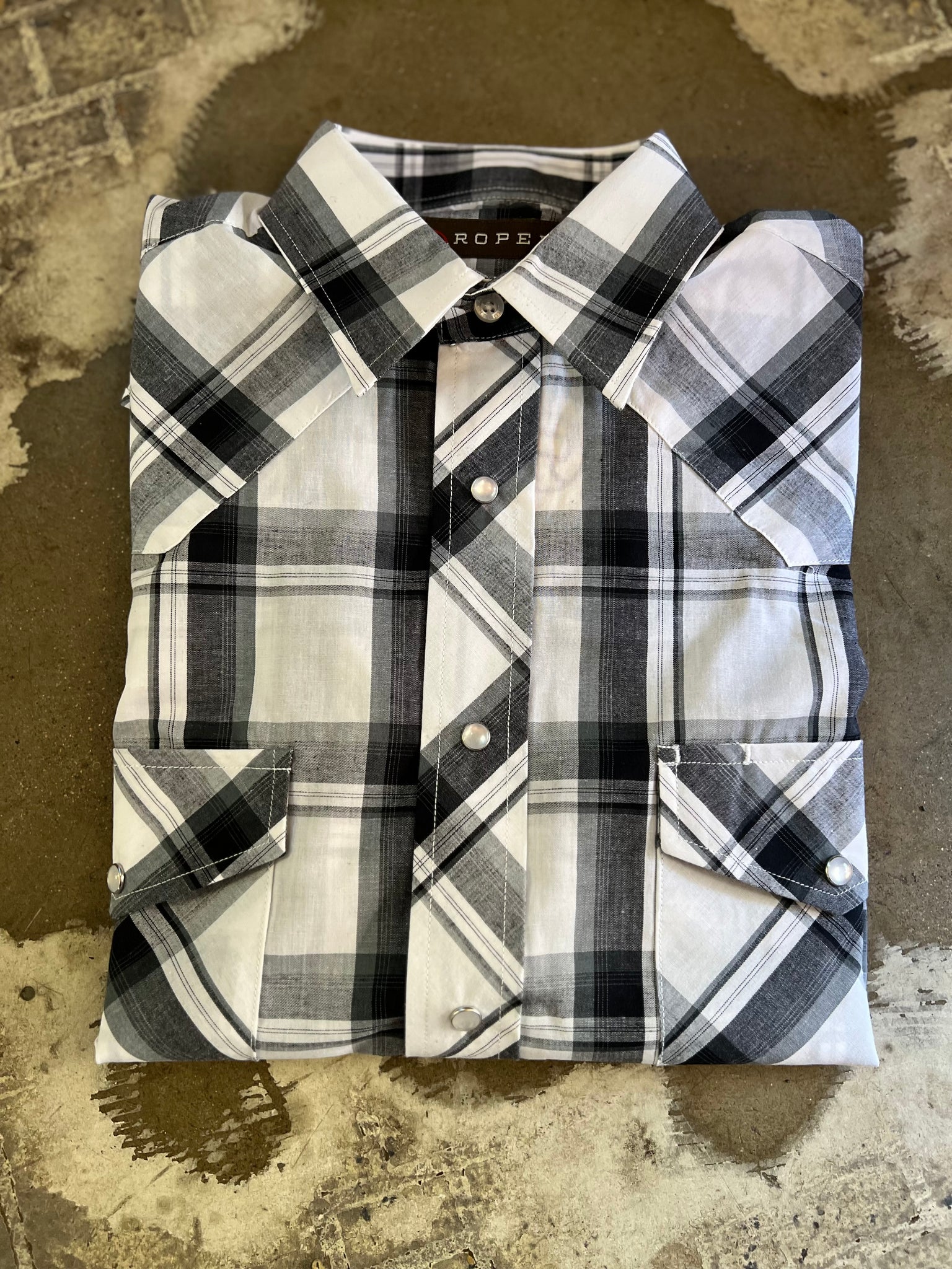 1-01-101-2000 Roper Mens Karman Classic 55/45 Collection LS Shirt Plaid Black