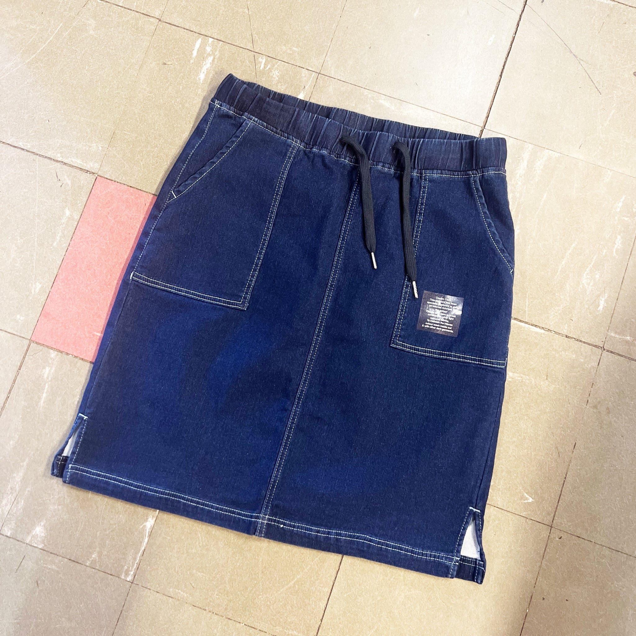 W04B5201 Corfu Micro Knit Denim Skirt Indigo
