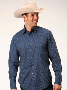 03-001-0064-0778 Roper Mens West Made Collection L/S Shirt Print Blue