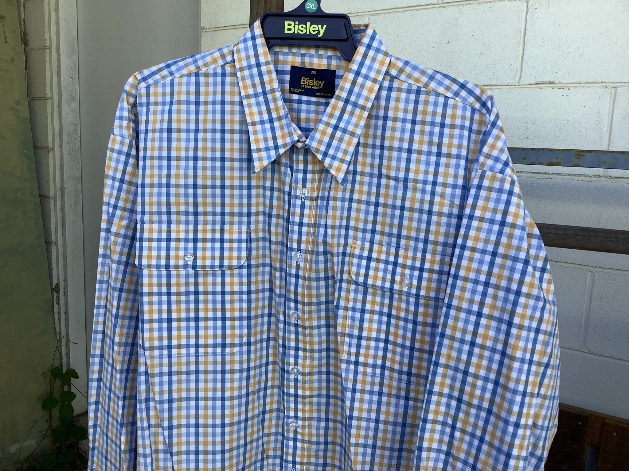 BS70232_CBYD Bisley Mens LS Shirt Blue Check