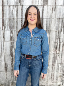 LW7007D Wrangler Q Ladies Western Snap Denim Shirt