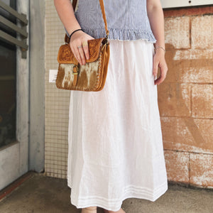 S2245202 Corfu Ladies Washer Linen Skirt White