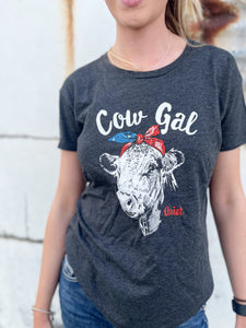 10042716 Ariat Ladies Cow Gal Skull Tee Charcoal Heather