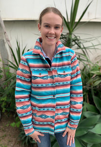 10037454 Ariat Ladies Real Shacket Shirt Jacket Marsala Serape