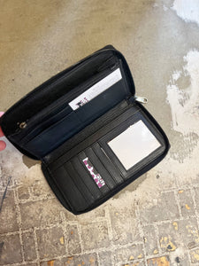 The Design Edge Austin Front Zippered wallet Jersey Hairon & Leather Wallet Black & White