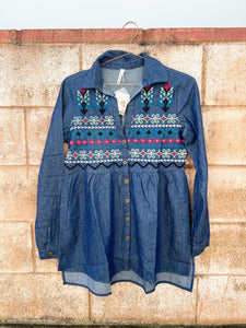 03-050-0565-7067 Roper Ladies Studio West Collection LS Tunic Solid Blue
