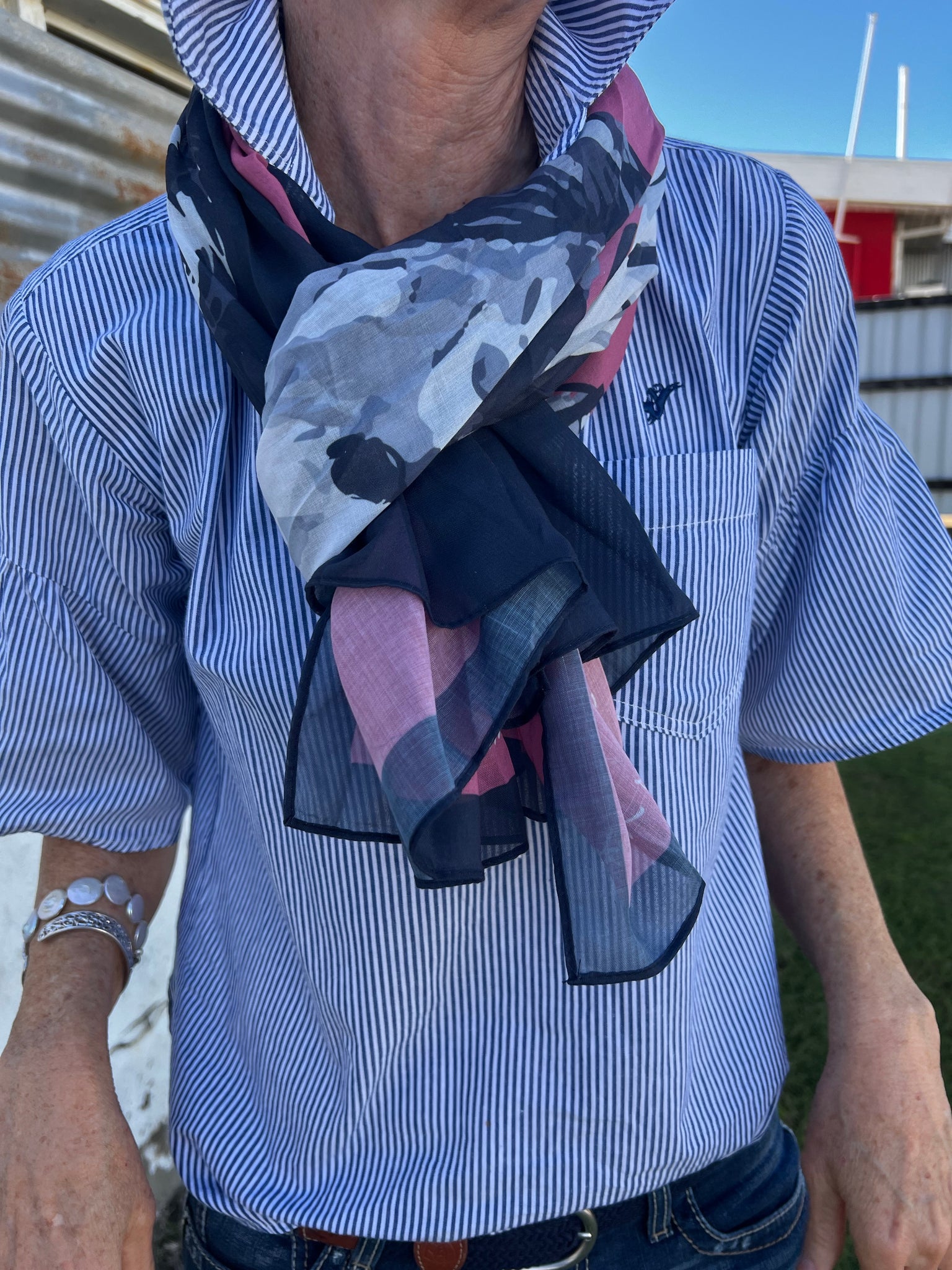 T2W2900SCF Thomas Cook Lightweight Print Scarf Navy/Pink