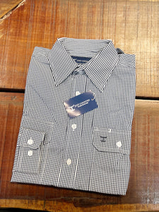 MWLS2306 Just Country Mens Austin Full Button Print Workshirt Navy/White Mini Check