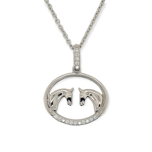 PB0773 Mountain Creek Jewellery Necklace Pendant S/S & CZ Set 2 Horses