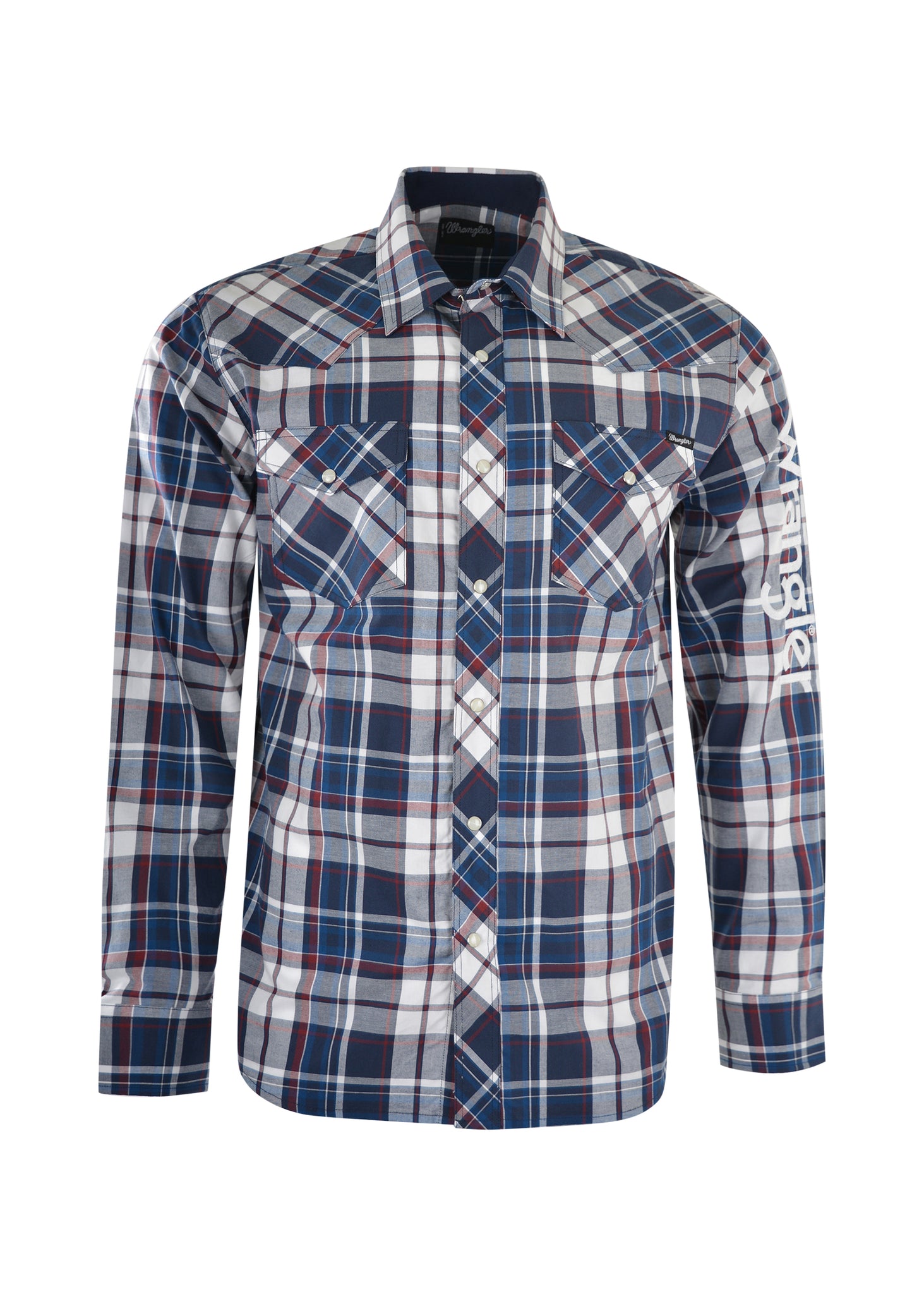 X1W1111601 Wrangler Men's Powell Check Long Sleeve Shirt Navy