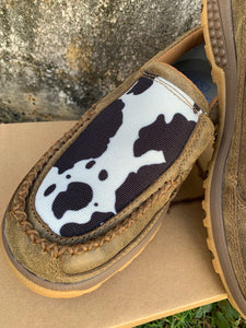 TCWXC0006 Twisted X Ladies Cow Cell Stretch Slip On Bomber Black White