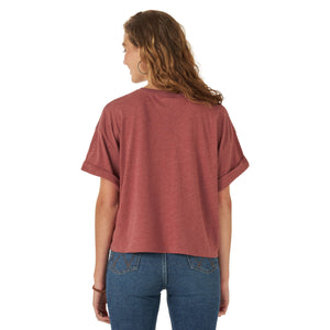 112318869 Wrangler Q Ladies Cropped Tee Burgundy