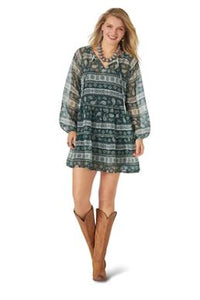 LWD346N Wrangler Q Ladies Woven Tiered Dress